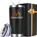 Gtmileo Cyclist Gifts for Men, Cyclist Insulated Tumbler, Holiday Christmas Best Gifts for Cyclist Traveler Men Adults Couples (20 OZ-BlacK)