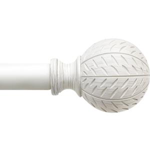 QDWIS White Curtain Rods for Windows 66 to 120 Inch,1'' Diameter Drapery Rods with Leaf Pattern Finials,Boho Adjustable Heavy Duty Curtain Rods Set,36-120'',Antique White