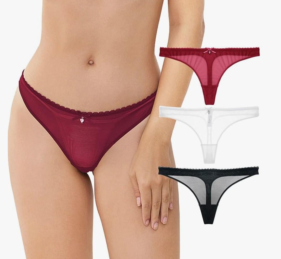 Varsbaby Women's Sexy Sheer Panties Thongs Mesh G-Strings Low Rise Brief Underwear, 3-Pack S Varsbaby Women's Sexy Sheer Panties Thongs Mesh G-Strings Low Rise Brief Underwear, 3-Pack S