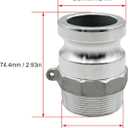 SAFBY 2 PCS Aluminum Global Type F Cam and Groove Hose Fitting, Plug x NPT Male with 2 PCS Camlock Gasket Fitting (1.5")
