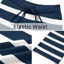 ZESICA Womens Casual Striped Wide Leg Pants Elastic Waist Drawstring Knit Loose Soft Pajama Lounge Pants Fall Clothes (M)