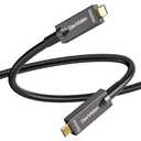 Full-Featured USB C Fiber Optic Video Cable 33FT, Support 10Gbps,PD 60W,4K@60Hz,USB 3.2 Active Optical Cable Built in German SiliconLine Chip for Logitech Camera,VR,Laptop,Video Conference