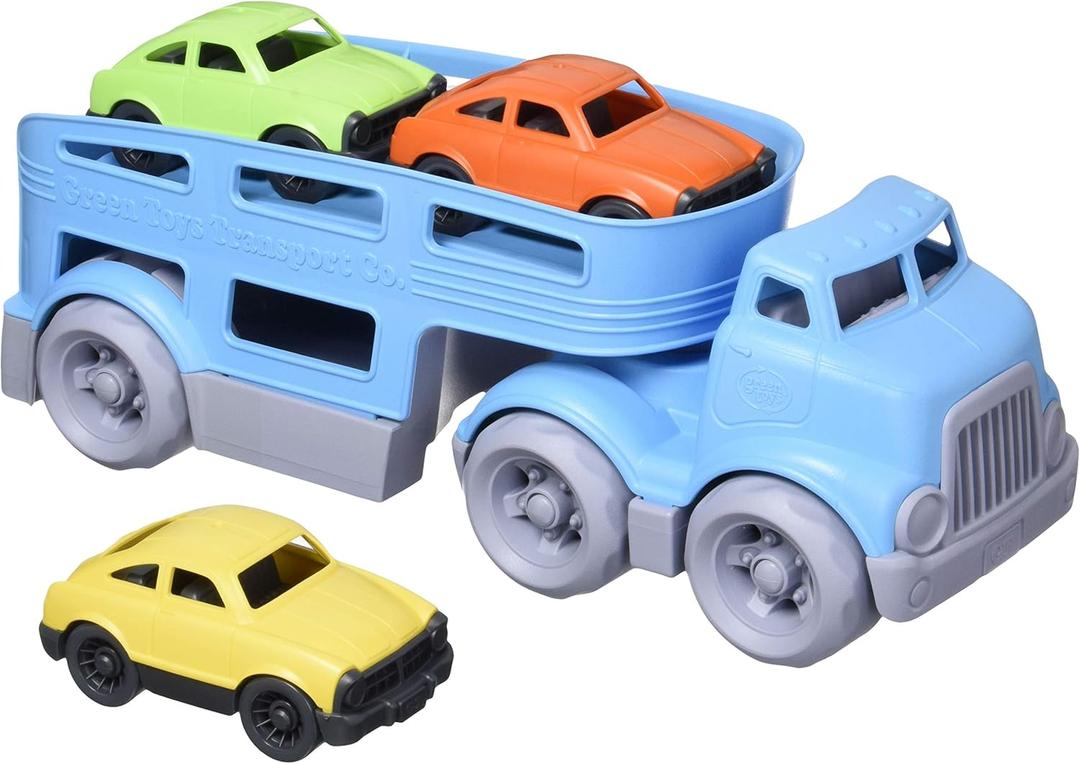Green Toys Car Carrier, Blue - Pretend Play, Motor Skills, Kids Toy Vehicle. No BPA, phthalates, PVC. Dishwasher Safe, Recycled Plastic, Made in USA