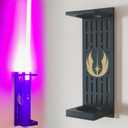 Lightsaber Wall Mount with Pattern, Wooden Lightsaber Stand for Lightsaber Display, Vertical Lightsaber Wall Mount Holder for Most Lightsaber Displays, Gift for Lightsaber Collectors (01)