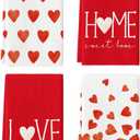 Artoid Mode Red Heart Love Valentine's Kitchen Towels Dish Towels, 18x26 Inch Farmhouse Anniversary Wedding Decoration Hand Towels Set of 4