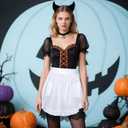 2 Pcs Womens White Waist Apron with Pockets Vintage Half Apron Maid Outfit for Waitress Servant Halloween Cosplay