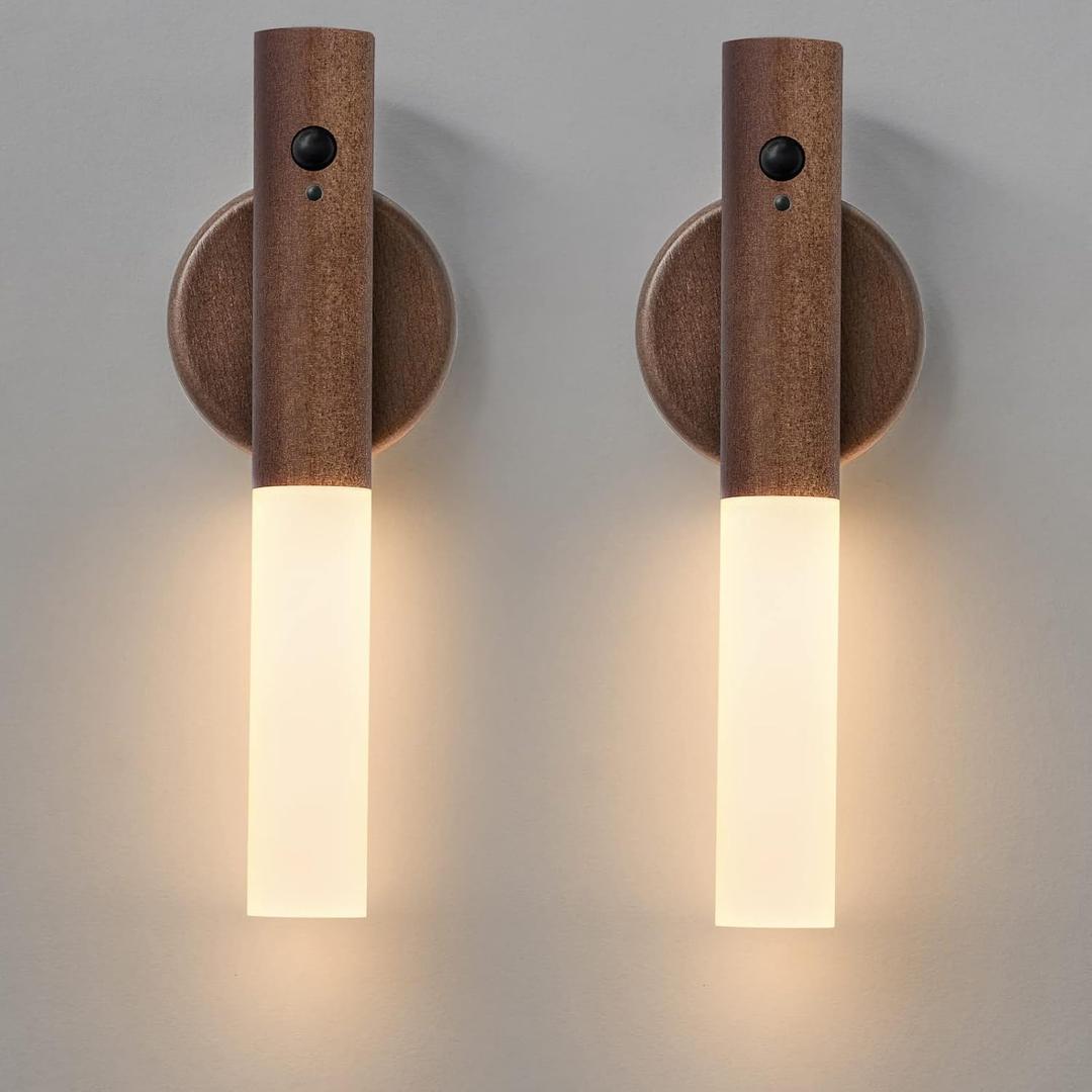 Montford Wall Sconces Set of Two Battery Operated, Motion Sensor Night Light Magnetic Wall Light Rechargeable, Peel and Stick Lights for Hallway