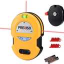 PREXISO Multi Surface Laser Level LED Light Vial, 30Ft Horizontal & Vertical Line Laser with Wall Mount Base, 2 Pins, 10 Sticker, 2 AA Batteries for Hanging Frames & Picture, Construction Wall Writing
