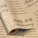 RUSPEPA Wrapping Paper Roll for Pearl Wedding - 17 Inches x 16.4 Feet - Happy 30th Anniversary Pattern on Durable Kraft Paper for 30th Anniversary and Special Occasions