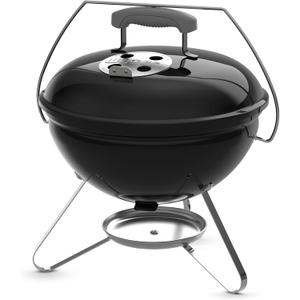 Weber Smokey Joe 14" Charcoal Grill Portable Compact Charcoal BBQ Kettle with TuckNCarry Lid Lock & Durable PorcelainEnameled Finish for Outdoor Cooking