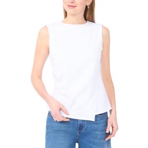 Vince Camuto Women's Asymmetrical Sleeveless Knit Blouse, Medium, New Ivory