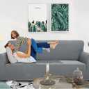 YEMYHOM Couch Cover Latest Jacquard Design High Stretch Sofa Covers for 3 Cushion Couch, Pet Dog Cat Proof Slipcover Non Slip Magic Elastic Furniture Protector (Sofa, Light Gray) (Large (71"-91"))