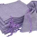 20Pcs Burlap Bags with Drawstring 2.7 x 3.5 inch, Linen Small Party Favor Gift Bags Jewelry Pouches Sachet Sacks for Wedding, DIY Craft (Light Purple)
