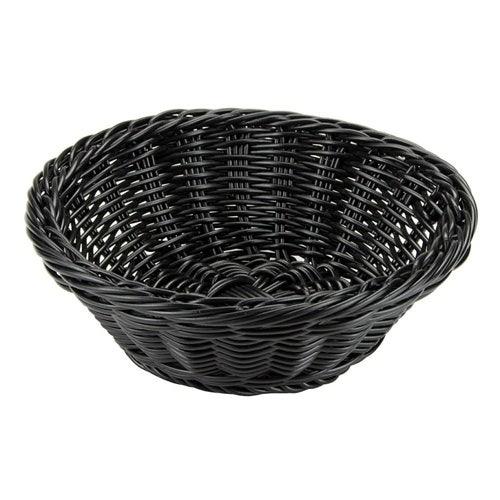 Poly Woven Basket Round, 9-1/2" Diam.x3-1/2"H, Black