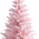 Senjie 3FT Mini Christmas Tree, 160 PVC Branch Tips, Cherry Blossom Pink, Battery Operated