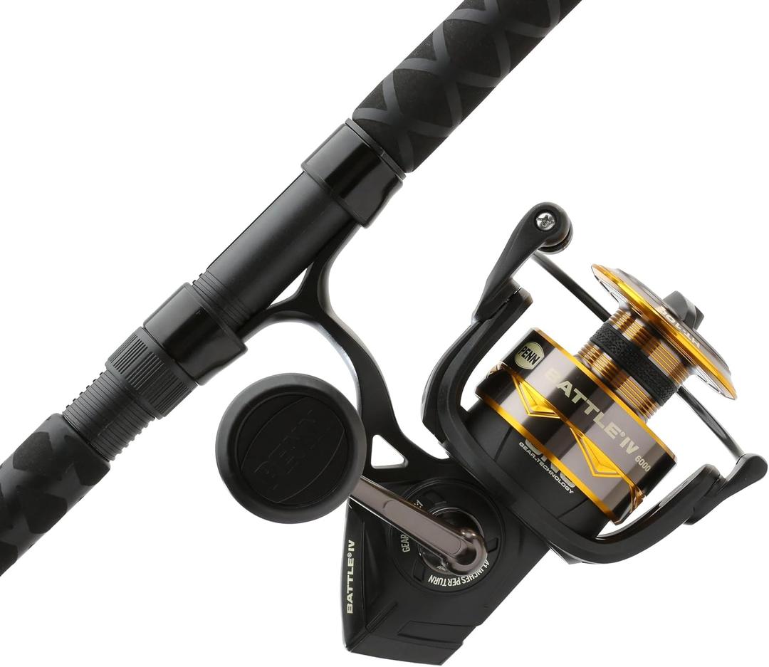 Penn Battle IV Spinning Reel and Fishing Rod Combo, 6000 Size Reel - 9' - Medium Heavy - 2pc