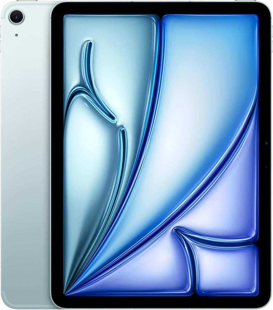 Apple iPad Air 11-inch with M3 chip Built for Apple Intelligence, Liquid Retina Display, 128GB, 12MP Front/Back Camera, Wi-Fi 6E + 5G Cellular, Touch ID, All-Day Battery Life  Blue