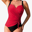 TASHEHE Women's One Piece Swimsuit Sexy Push Up Underwire Bathing Suit Ruched High Waisted Tummy Control Swimwear, Size XL
