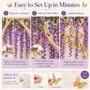 21 Pcs Tea Party Decorations Kit Let's Partea Gold Glitter Banner 3 Sizes 3D Butterflies Artificial Purple Wisteria Garland for Birthday Baby Shower Wedding Bachelorette Princess Party Decors