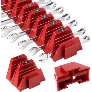 48 PCS Magnetic Modular Wrench Organizers for Tool Drawers- Customizable Wrench Rack with Metric & SAE Labels, Tool Storage Holder - Gift for Professional Mechanics Men-Red
