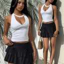 Avidlove Women's Mini Skirt High Waisted Layered Ruffle Skirts Tiered Short Skirt Lingerie Y2K (Black)
