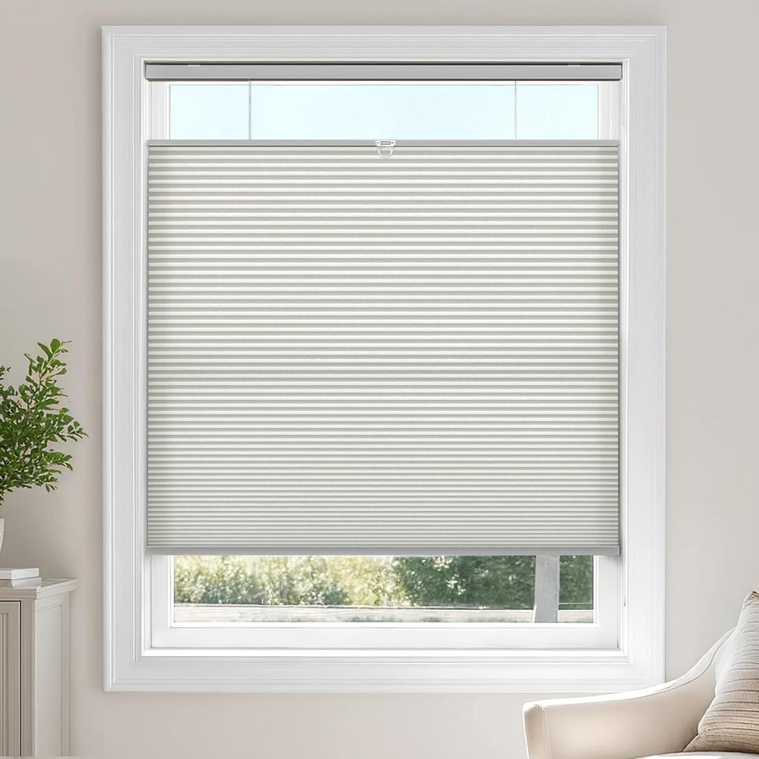 LazBlinds Top Down Bottom Up (TDBU) Cordless Cellular Shades Light Filtering with Privacy, Thermal Insulation, Noise Reduction Honeycomb Blinds for Windows 34"W x 64"H, Dove Grey - Light filtering