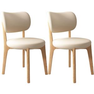 Solid Wood Dining Chairs Kitchen Chairs Set of 2 Mid Century Modern Dining Chairs with Wooden Frame and Upholstered Farmhouse Dining Room Chairs for Kitchen,Living Room (A-natural Wood + Light Khaki)