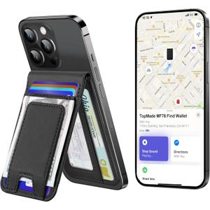 TopMade for MagSafe Wallet with Money Clip, Works with Apple Find My, Strongest Magnetic Wallet for iPhone 17/16/15/14/13/12 Series, for iPhone Wallet Stand with Finder Tracker, 8 Cards Holder, Black