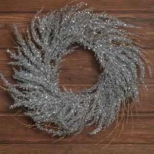 Suncalla Iced Winter Wreath for Front Door 15.78 Inch Christmas Glitter Shiny Silver Door Decoration Xmas Artificial Rhinestone Wreath for Window Wall Fireplace Indoor Outdoor Decor