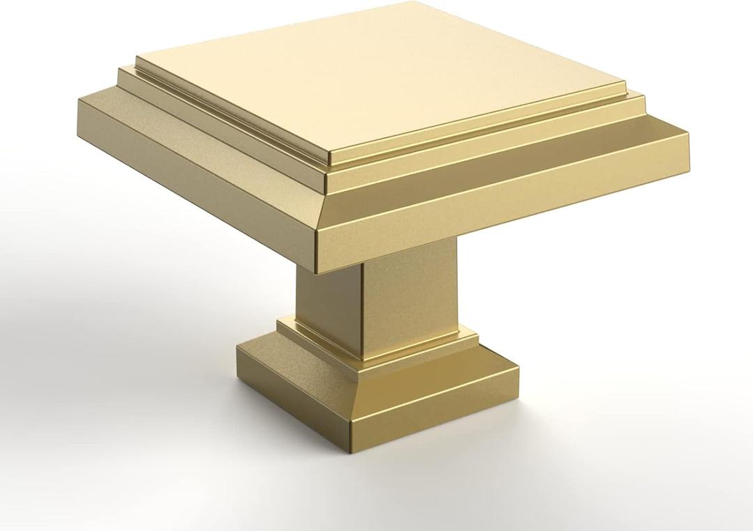 Amerdeco 10 Pack 1.3 Inch(32MM) Gold Kitchen Cabinet Knobs Brushed Gold Drawer Knobsfor Dresser Drawers, Knobs and Pulls for Bathroom Cabinets ZH0001