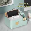 Multifunctional Tissue Box Cover with Storage,Square Tissue Box Holder and Remote Box,Modern Cube Tissue Cover Bedside Organizer for Nightstand End Table.