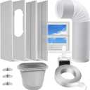 Portable AC Window Kit with 5.9 Exhaust Hose for Sliding Window, Adjustable Air Conditioner Window Vent Kit for Ducting AC Seal Panel for Horizontal&Vertical Window