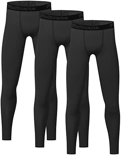 Youth Boys' Compression Leggings Tights Athletic Pants Sports Base Layer for Kids Cold Gear, Size XS