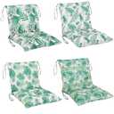 Barydat 4 Pcs Outdoor Patio Chair Cushions with Back, 21.7 x 43.3 Inch Decorative Dining Back Cushions with Tie Buffalo Plaid Indoor Outdoor for Patio Furniture(Fresh Color,Hawaiian)