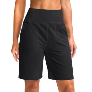 G Gradual Bermuda Shorts for Women 9" High Waisted 2 Big Pockets Long Knee Length Shorts for Workout Athletic Casual Summer Size M