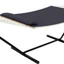 2-Person Hammock Suite with Collapsible Steel Frame  Backyard Oasis & Camping Essential (450lb Support, UV-Resistant + Storage Bag),Dark Gray (Flat)