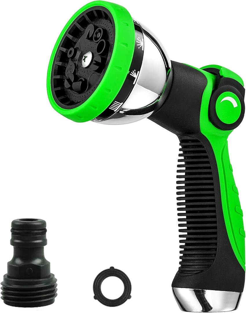 2 x Garden Hose Nozzle Spray Nozzle,10 Hose Metal Duty Watering Patterns Thumb Control On Off Valve, High Pressure Nozzle Sprayer for Watering Plants, Car Wash,Cleaning,Showering Pets, 4.8 x 8.5 x 2.6 inches