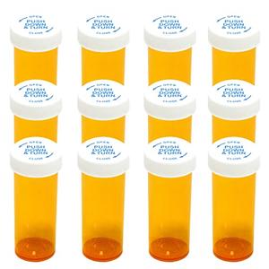 Pill Bottles with Child Resistant Cap, Prescription Vials - Push Down and Turn - Empty Medicine Plastic Containers Safety Cover for Personal Medication & Pharmacy (16dram, Amber, Only 11Pcs)
