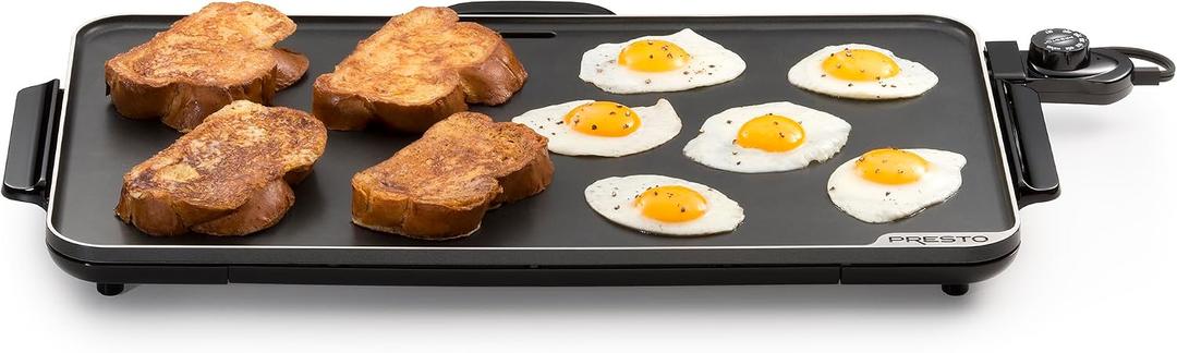 Presto 07072 22-Inch Extra Large Griddle, 22"x 13", Low Profile Design, Ceramic Nonstick, Black