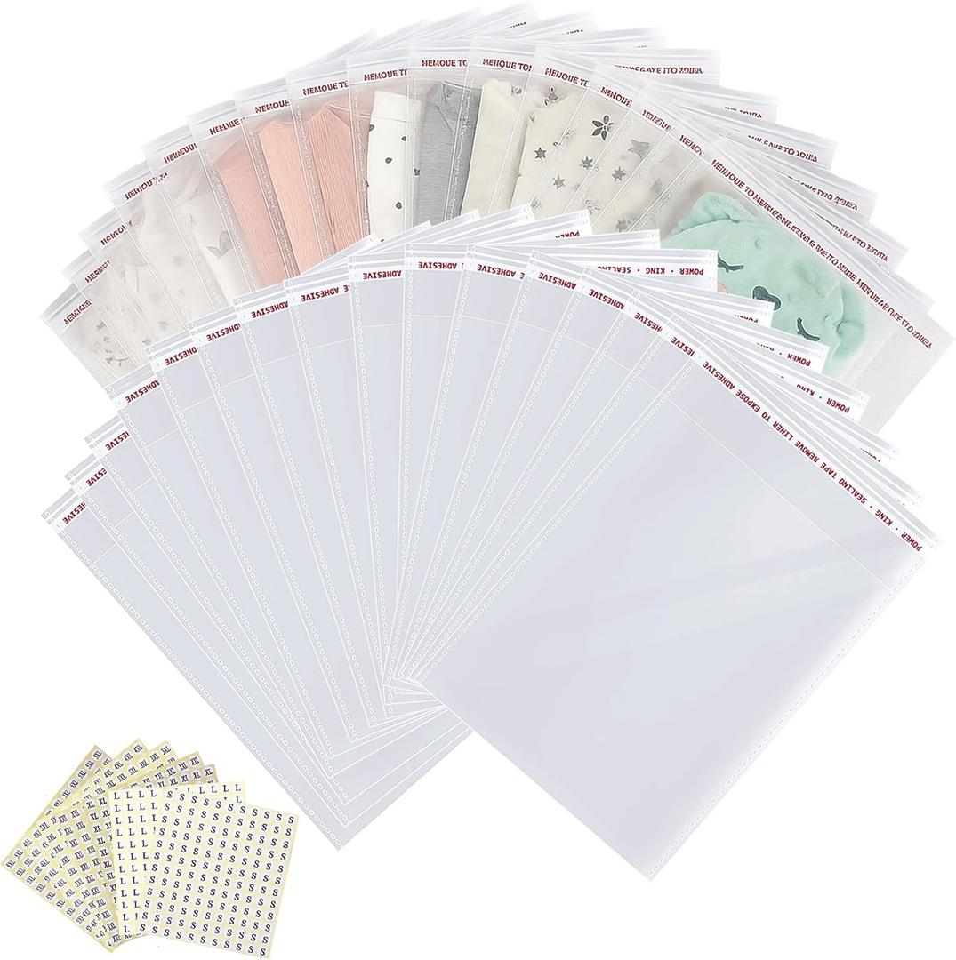 14 x 20 inches Large Resealable Cellophane Bags 300 pcs, Self Sealing Clear Bags for Packaging Products Self-adhesive Plastic Cello Bags for Clothes, T-shirts, Pants, Arts, Crafts, Gift Wrapping Bulk
