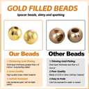 CNONE 310Pcs 18K Gold Filled Spacer Beads for Jewelry Bracelets Making,Round Bracelet Beads,Small Ball Gold Filled Beads for Bracelet Necklace Jewelry Bulk Handmade Supply (6mm)