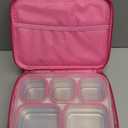 DaCool Stainless Steel Lunch Box Bento for Kids Adults Leakproof BPAFree Metal Lunch Containers Tray 5Compartment with Fork for Girls Food Snack Containers for School Outdoors, Pink