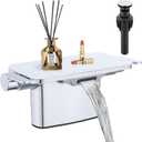 Waterfall Bathroom Faucet, 4 Inch Centerset Bathroom Sink Faucets, 2 Handle Bathroom Faucets for Sink, Modern Rv Lavatory Vanity Faucet with Pop Up Drain and Supply Hoses, Chrome