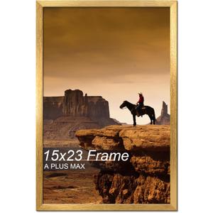 A PLUS MAX 15x23 Picture Frame, Gold Engineered Wood Frame for 15 x 23 Inch Picture Poster Photo, Light Weight 15 by 23 Frame with Wood-grain for Wall - 1 Pack/Gold/15 x23