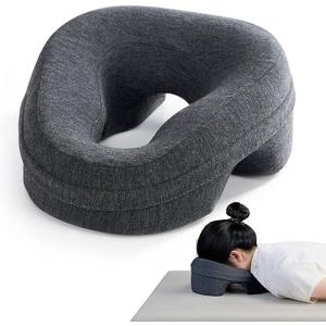 Face Down Pillow for Bed, Massage Headrest Face Pillow After Eye Surgery, Memory Post-Eye Recovery or Beach Tanning, Prone Sleepers with Breathable Desig (Dark Gray)