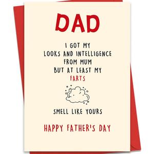 4 Funny Fathers Day Gift Card from Daughter or Son, Humorous Father's Day Card Gift for Dad, Fathers Day Decorations for Dad from Daughter Son Kids