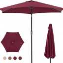 OLIXIS Half 9Ft Umbrella Outdoor Patio, Scalloped Patio Umbrella with Easy Tilt and Crank, Sun Shade Half Patio Umbrella for Pool, Balcony, Market, Garden, Red