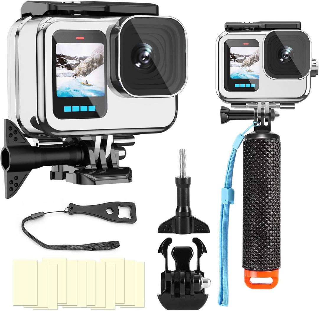 BO&DQQ Compatible for Go Pro Hero 13 12 11 10 9 Black Waterproof Housing Case 60M/196FT Protective Underwater Diving Case Shell with Cameras Handle Mount Accessories Kit