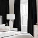 MIULEE Linen Texture Curtains for Bedroom Solid 100% Blackout Thermal Insulated Halloween Black Curtains Grommet Room Darkening Drapes for Living Room Nursery 52x84 Inch (2 Panels)