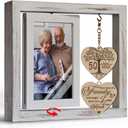 White 50th Anniversary Wedding Picture Frame Gifts for Couple Parents, Rotating Floating Happy 50th Anniversary Marriage Frame Decoration, Valentine Mother Day Frame Gifts for Husband Wife 4x6, 3.2 inches x 3.3 inches